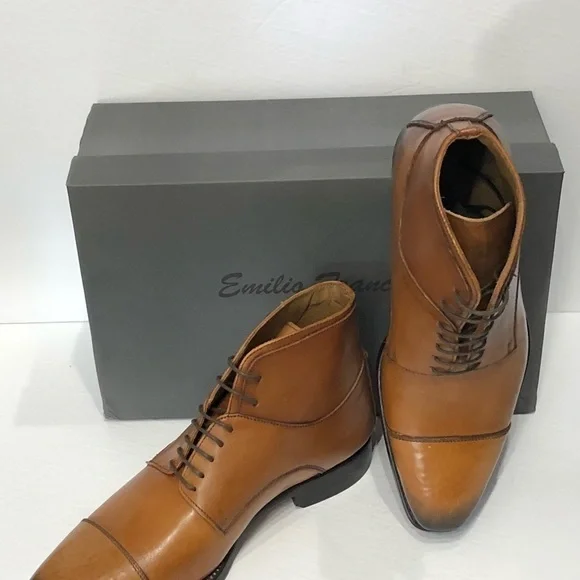 Emilio Franco ankle boot shoes point toe cognac - Picture 2 of 4